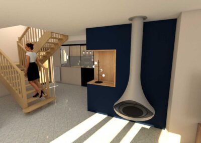 Vue 3D de l'état initial - Salon