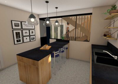 Vue en 3D de la cuisine